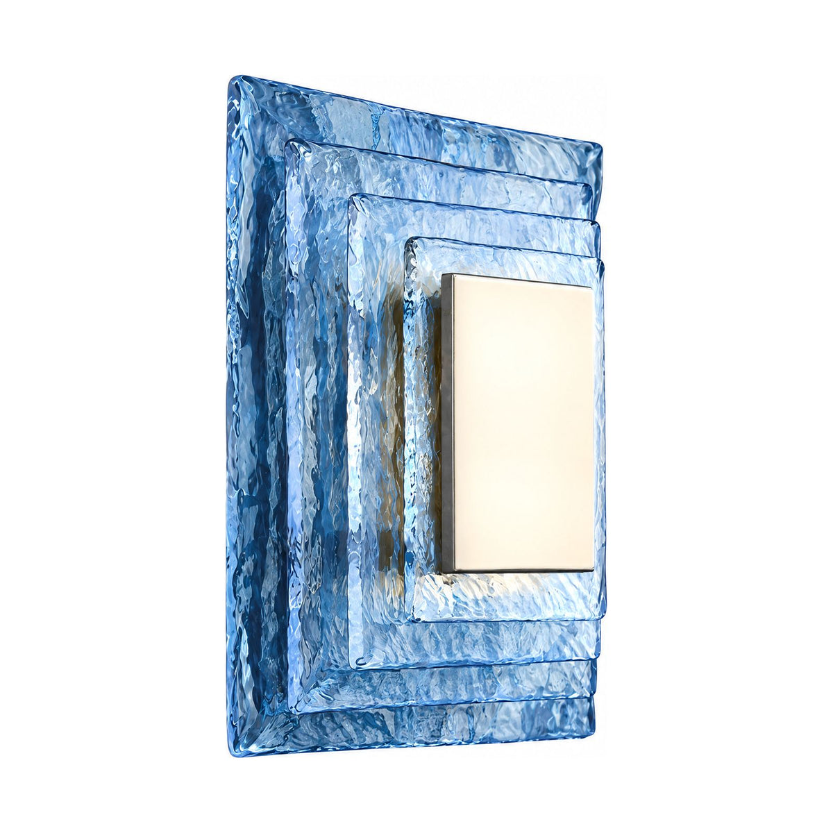 Layered Water Ripple Glass Panel Wall Light in Blue on a white background