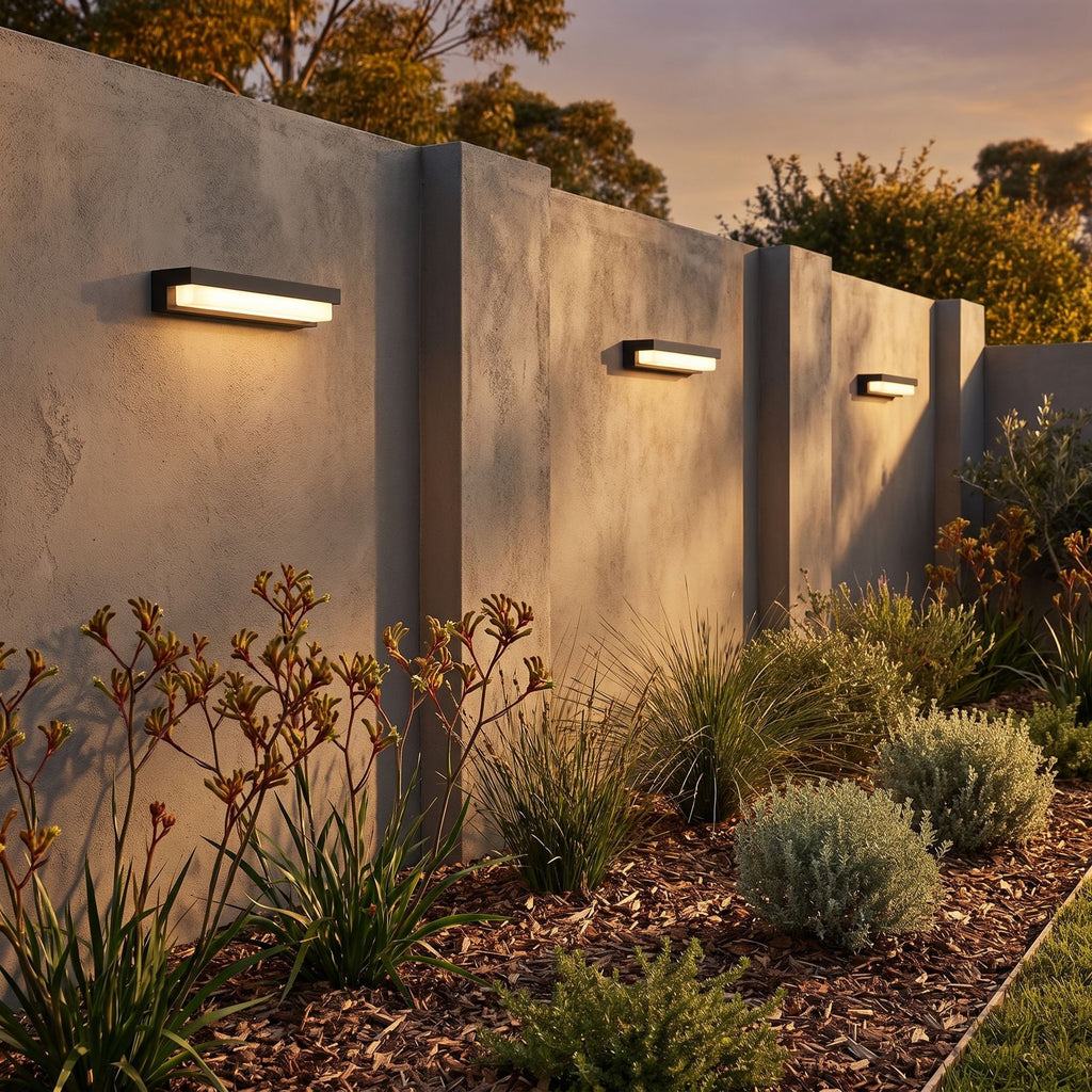 Linear Acrylic Outdoor Wall Light in a pair either side of an entry door