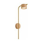 Long Rod Wood Bedside Reading Wall Light on a white background