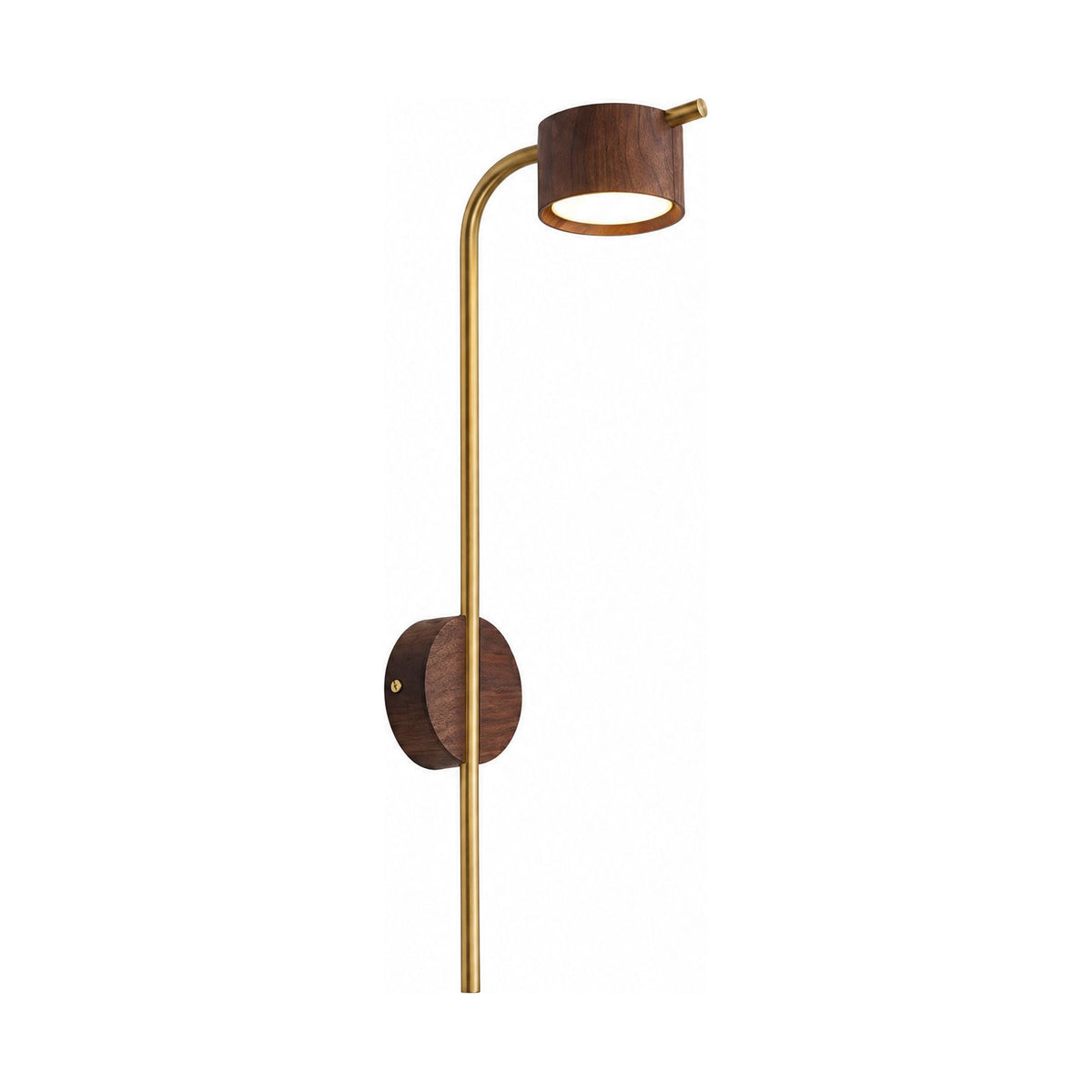 Long Rod Wood Bedside Reading Wall Light in Black Walnut on a white background