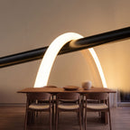 Close-up of the looped LED rope on the bar