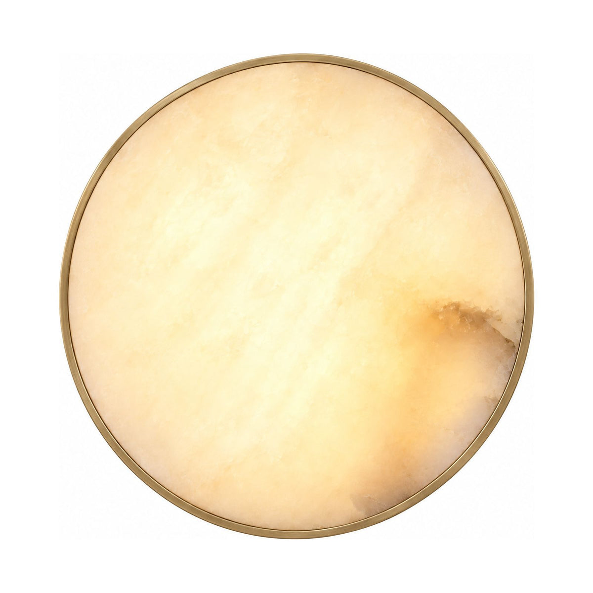 Low-Profile Round Alabaster LED Wall Light on a white background