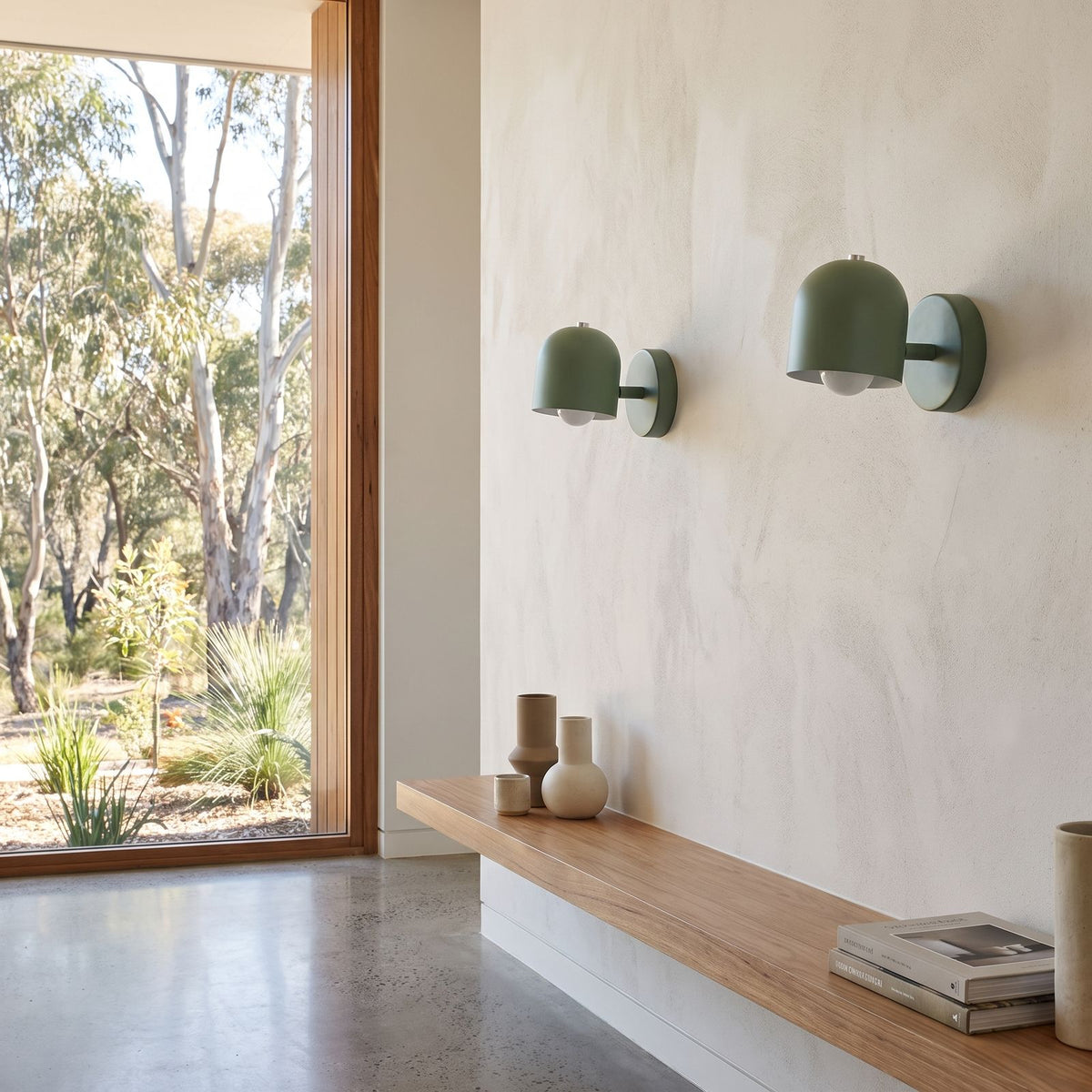 Macaron Glass Flush Wall and Ceiling Light in a pair on a wall of an Australian home