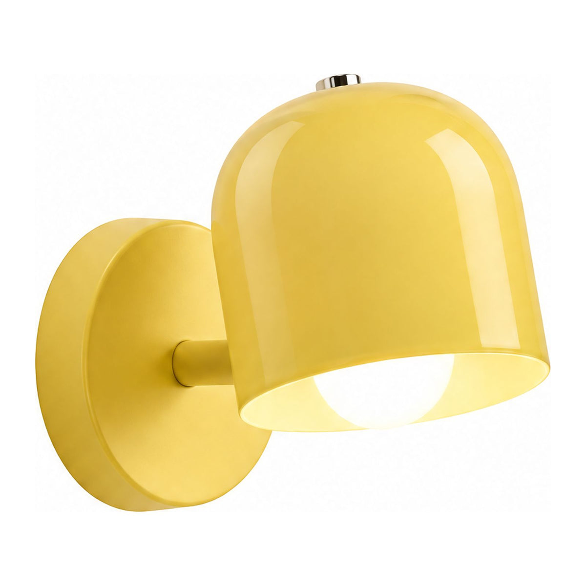 Macaron Glass Flush Wall and Ceiling Light in Yellow on a white background
