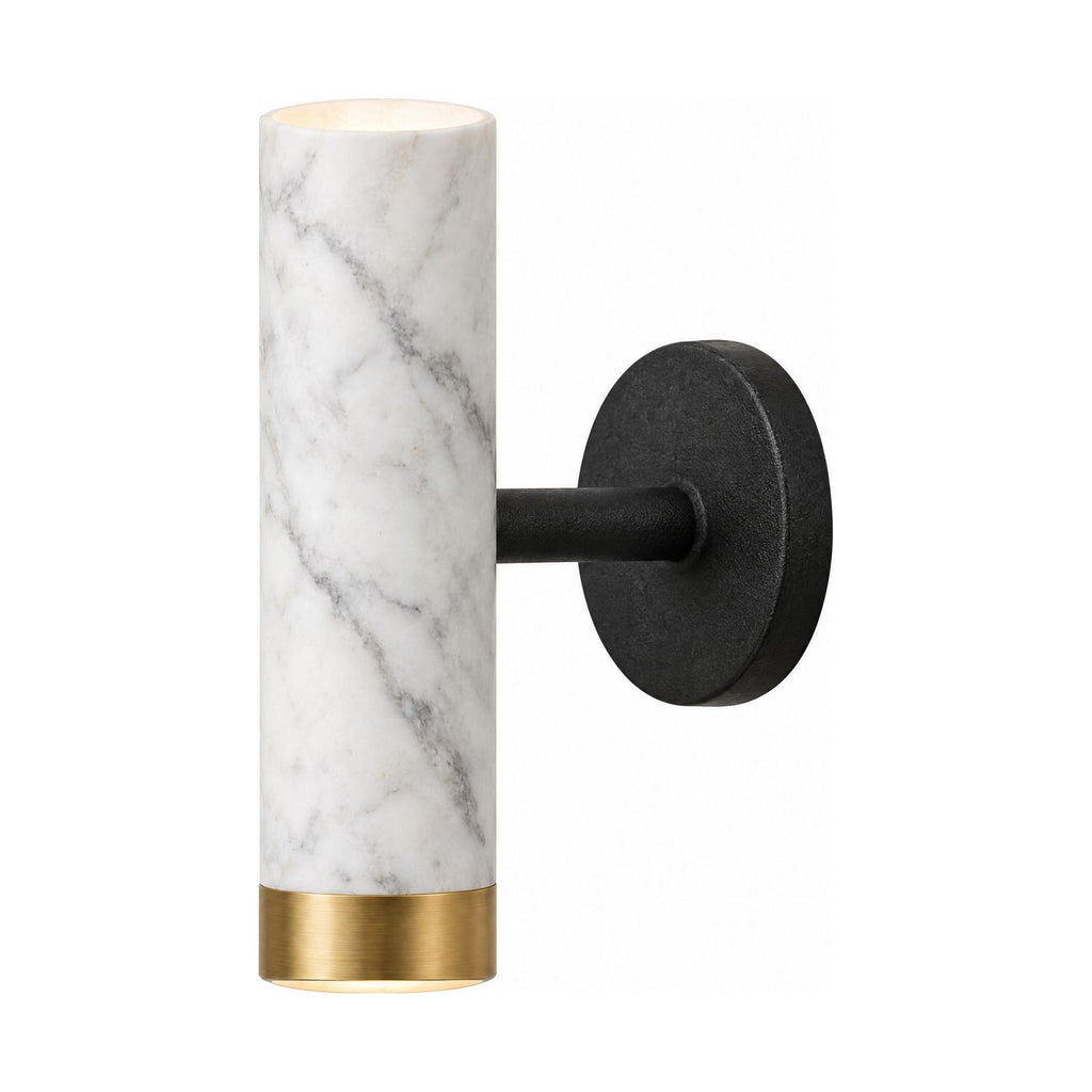 Marble and Cast Iron Up Down Wall Sconce on a white background