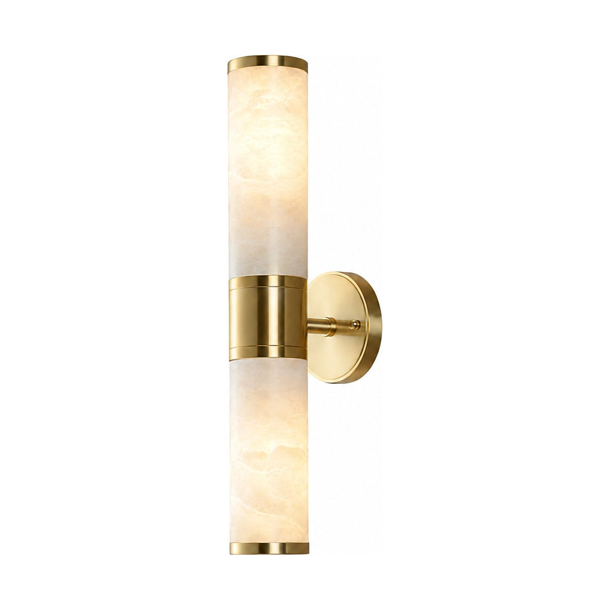 Marble and Cast Iron Up Down Wall Sconce in Double Shade (H 44 cm) on a white background