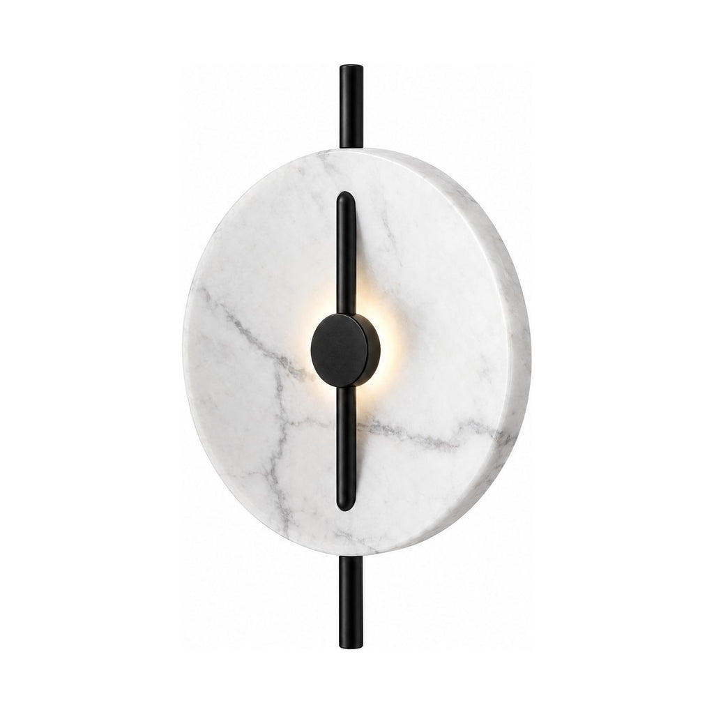 Marble Disc and Black Bar Wall Light on a white background