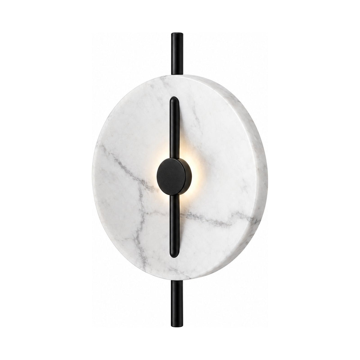 Marble Disc and Black Bar Wall Light on a white background