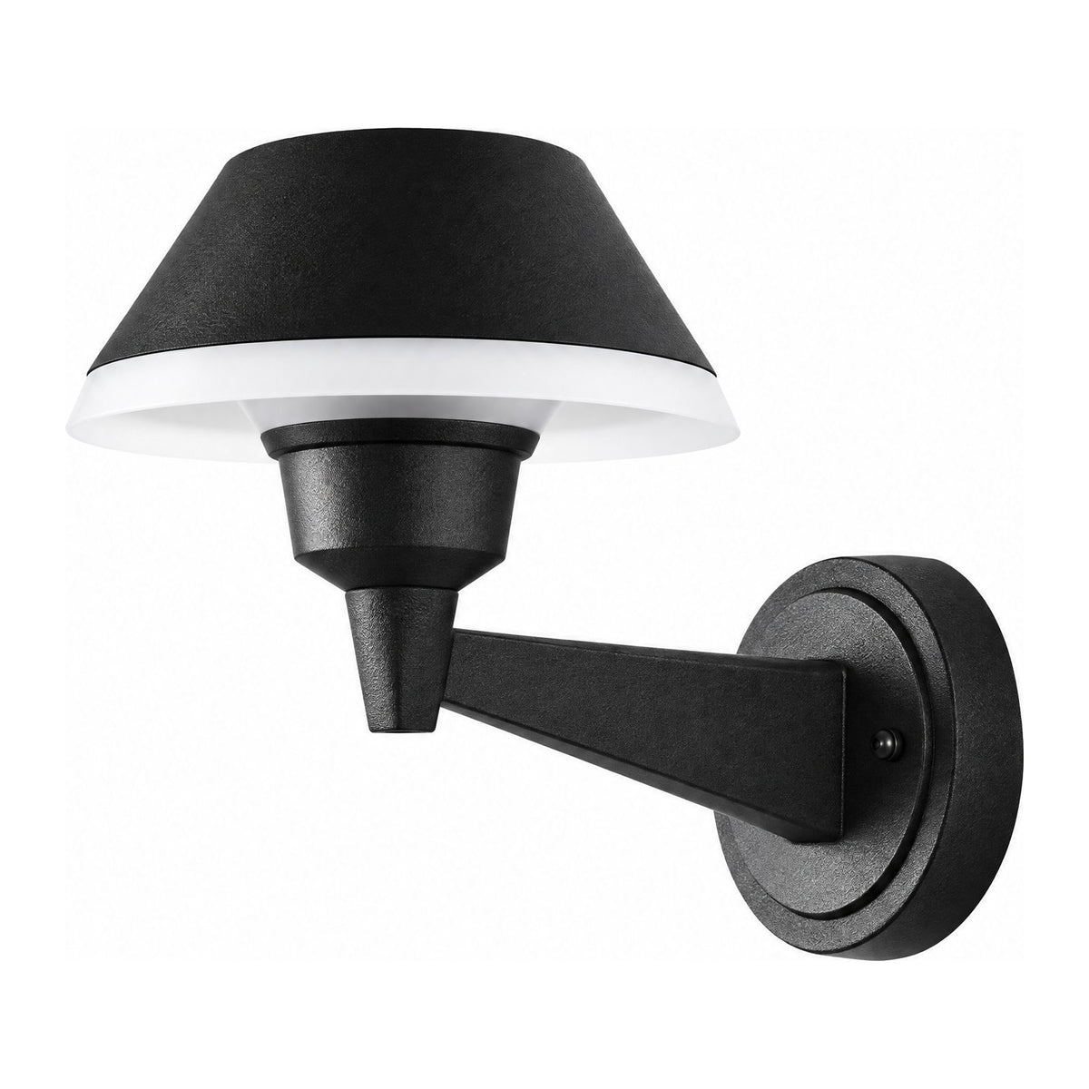 Matte Black Bowl Outdoor Wall Light on a white background