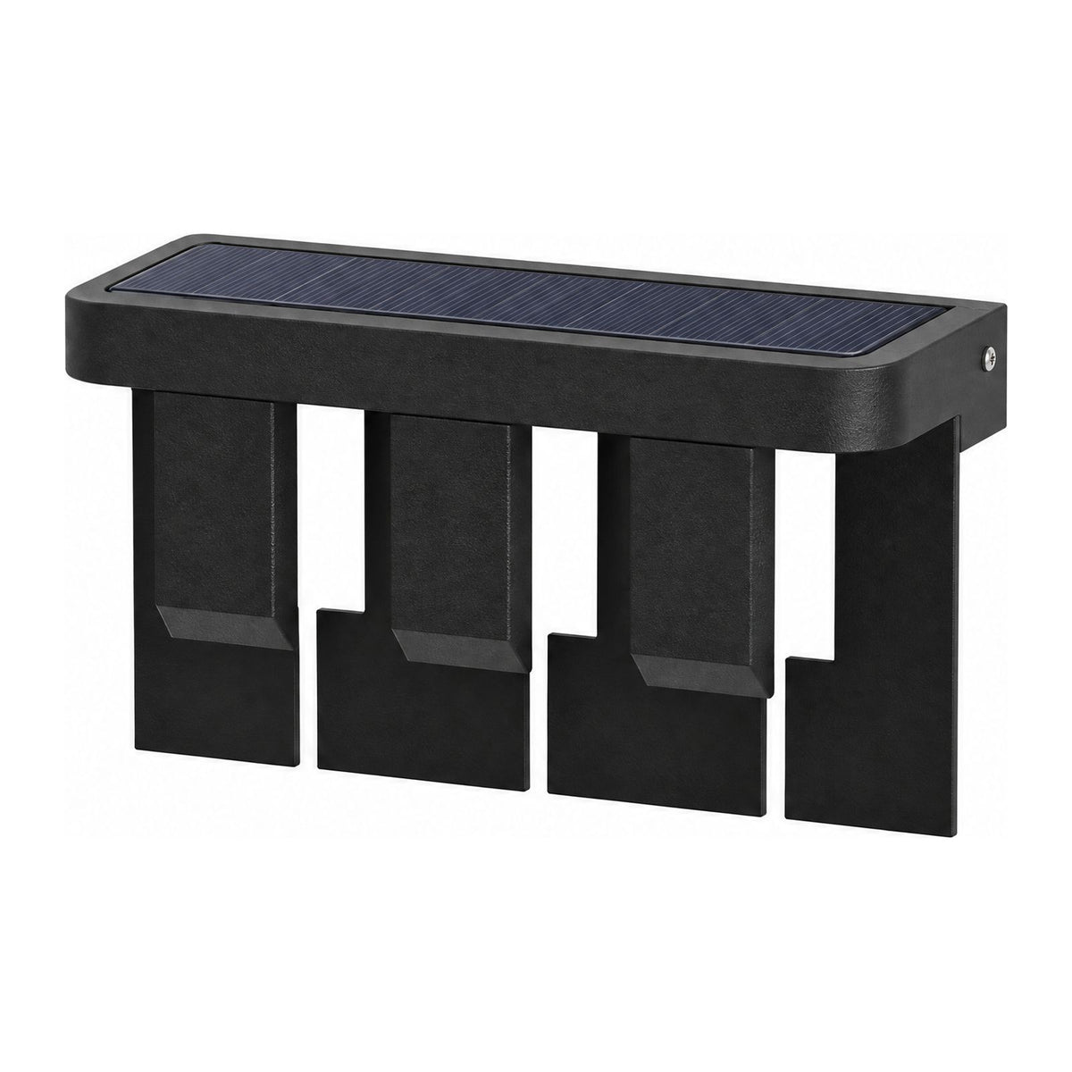 Matte Black Metal Outdoor Wall Light in Solar on a white background