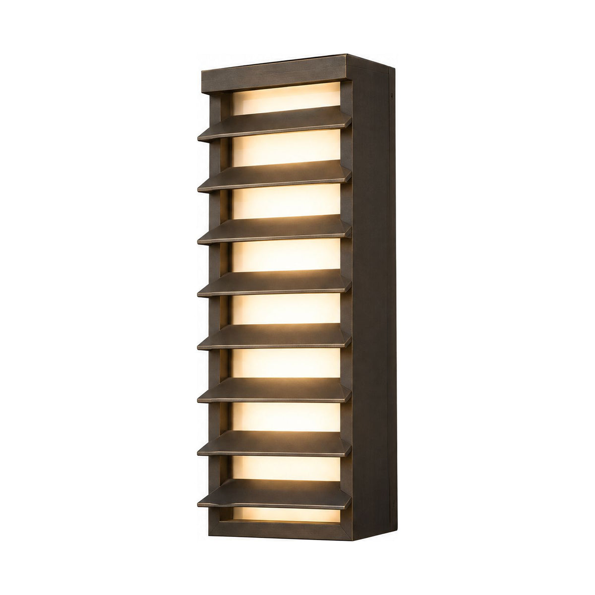 Metal and Acrylic Courtyard Outdoor Wall Light in Louvred Box on a white background
