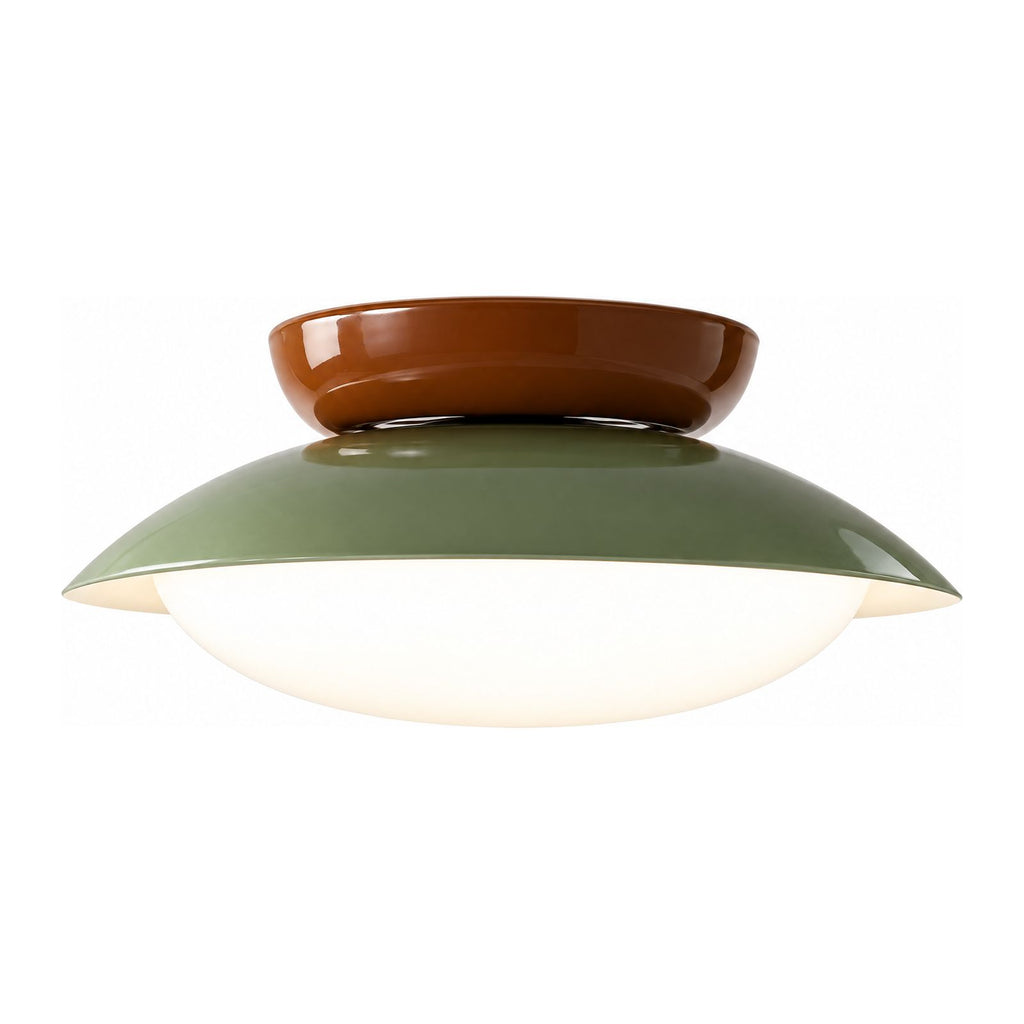 Mid-Century Metal Dome LED Ceiling Light on a white background