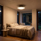 Mid-Century Metal Dome LED Ceiling Light on a bedroom ceiling