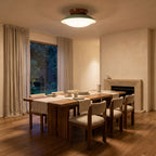 Mid-Century Metal Dome LED Ceiling Light above a dining area