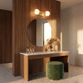 Milky Glass Globe Bar LED Vanity Wall Light above the mirror of a dressing table
