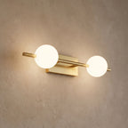 Milky Glass Globe Bar LED Vanity Wall Light: close-up of the materials and finish