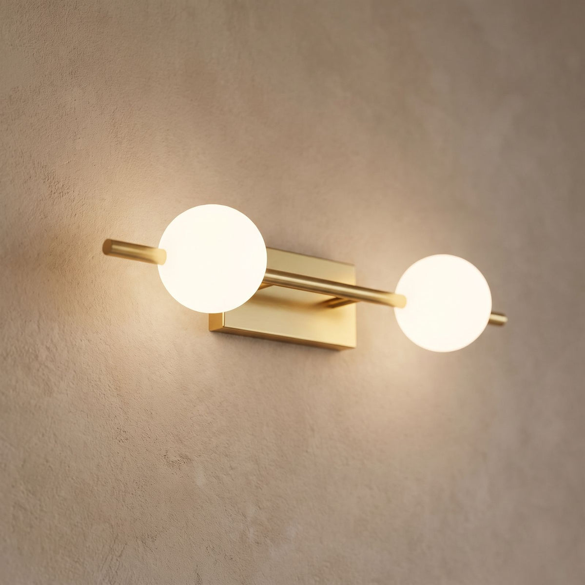 Milky Glass Globe Bar LED Vanity Wall Light: close-up of the materials and finish