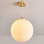 Milky Glass Globe Pendant Light, close view from below