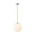 Milky Glass Globe Pendant Light with a silver fitting on a white background