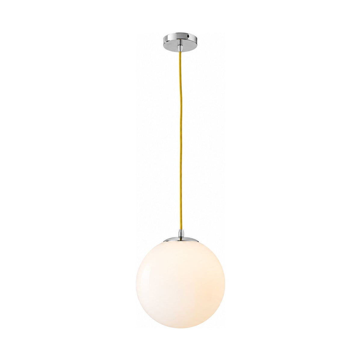 Milky Glass Globe Pendant Light with a silver fitting on a white background