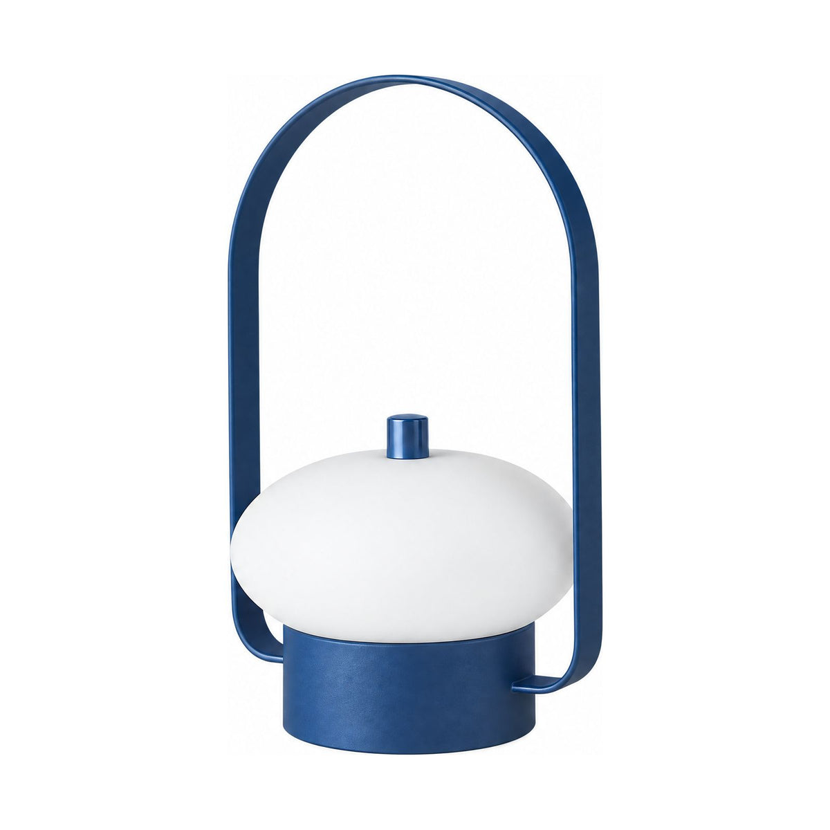 Mini Retro Portable Rechargeable Table Lamp in blue on a white background