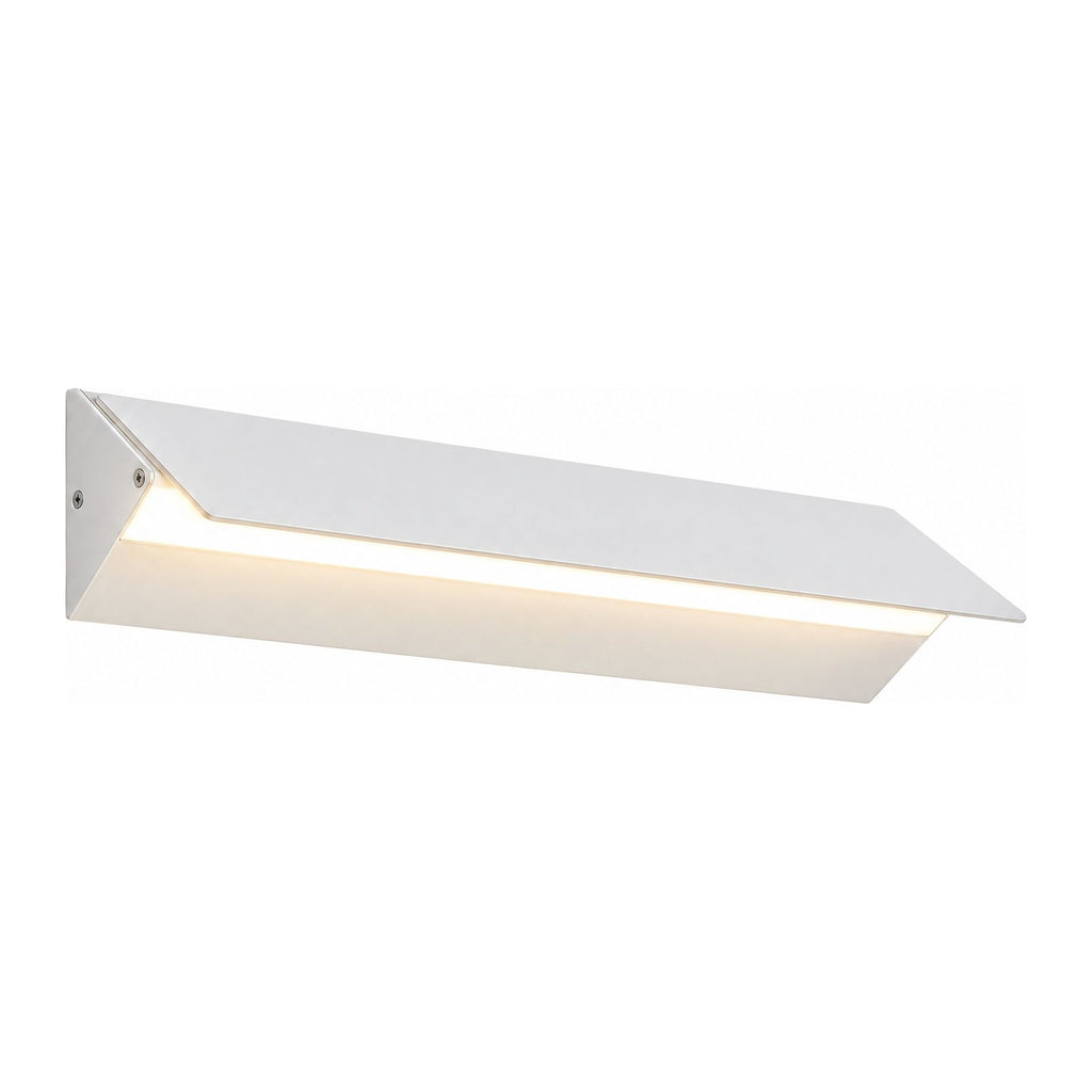 Minimalist White Metal Bar LED Wall Light on a white background