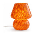 Mushroom Glass Table Lamp in orange glass on a white background