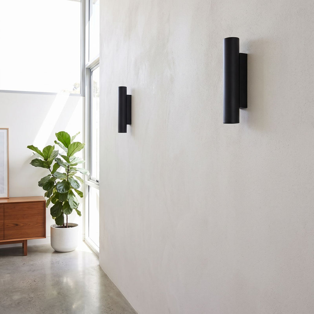 Narrow Aluminium Bar Up Down Wall Light in a pair on a wall of an Australian home