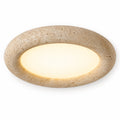 Natural Travertine LED Oyster Ceiling Light on a white background