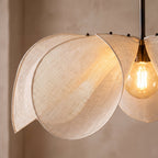 Open Petal Fabric Flower Pendant Light, close view of the woven fabric petals
