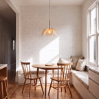 Open Petal Fabric Flower Pendant Light, 40 cm, above a small round table in a breakfast nook