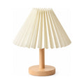 Pleated Shade Solid Wood Bedside Table Lamp on a white background