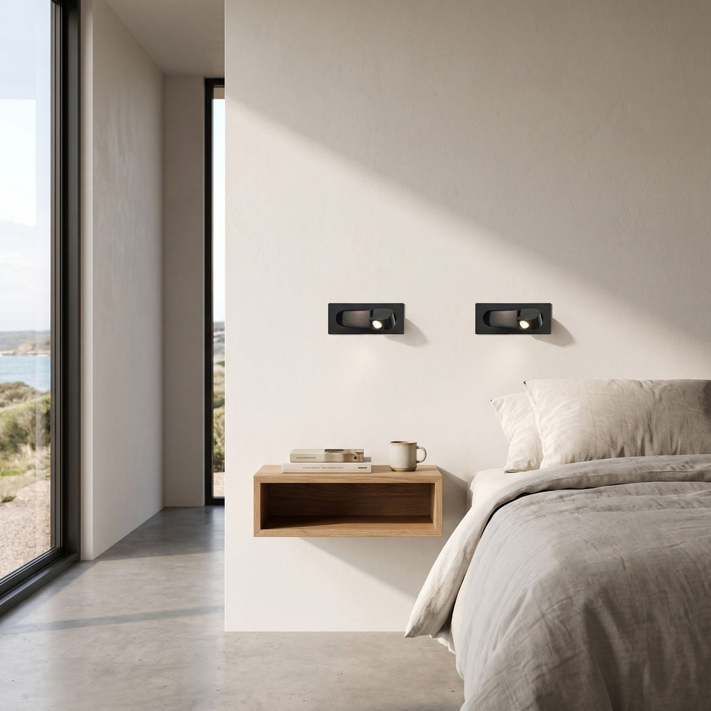 Recessed Pop-Out Bedside Reading Wall Light in a pair on a wall of an Australian home