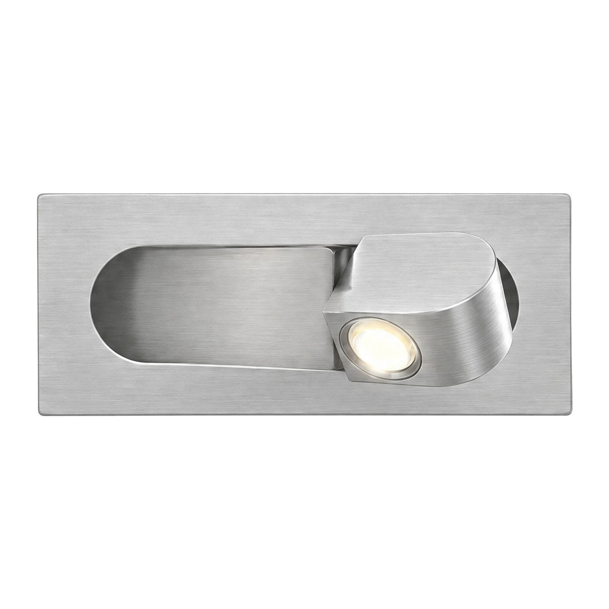 Recessed Pop-Out Bedside Reading Wall Light in Silver on a white background