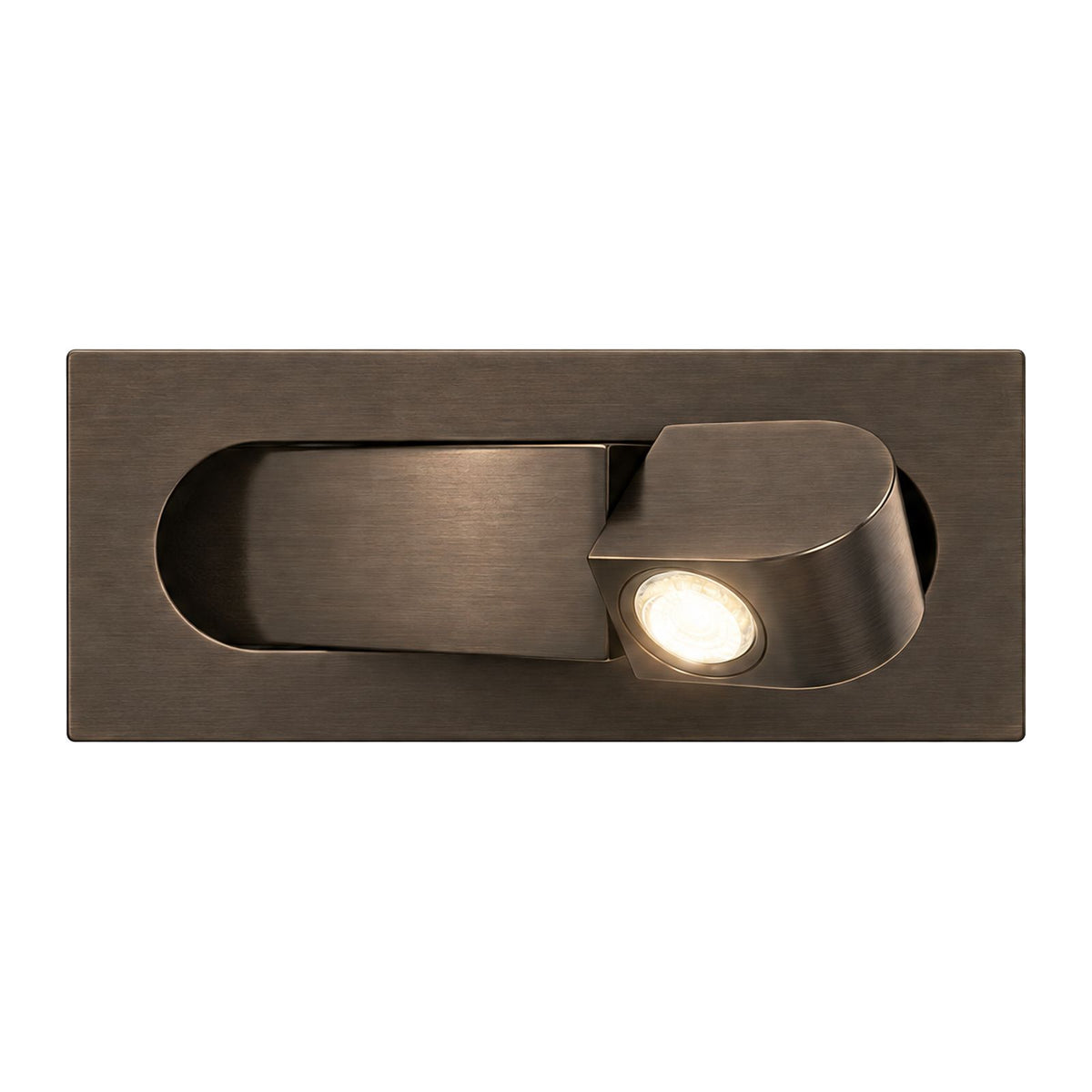 Recessed Pop-Out Bedside Reading Wall Light in Bronze on a white background