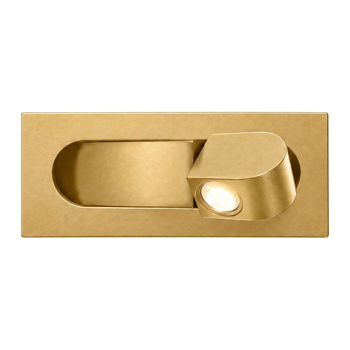 Recessed Pop-Out Bedside Reading Wall Light in Gold on a white background