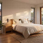 Recessed swivel tube reading wall light either side of a bed, wide view