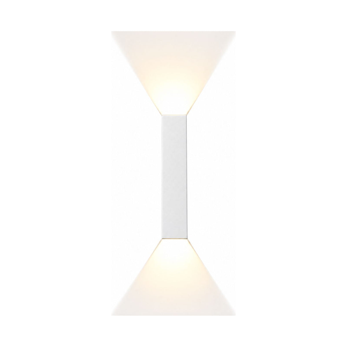 Rectangular Aluminium and Glass Up-Down Wall Light in White on a white background