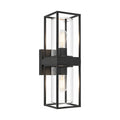 Rectangular Black Metal and Glass Outdoor Wall Light on a white background