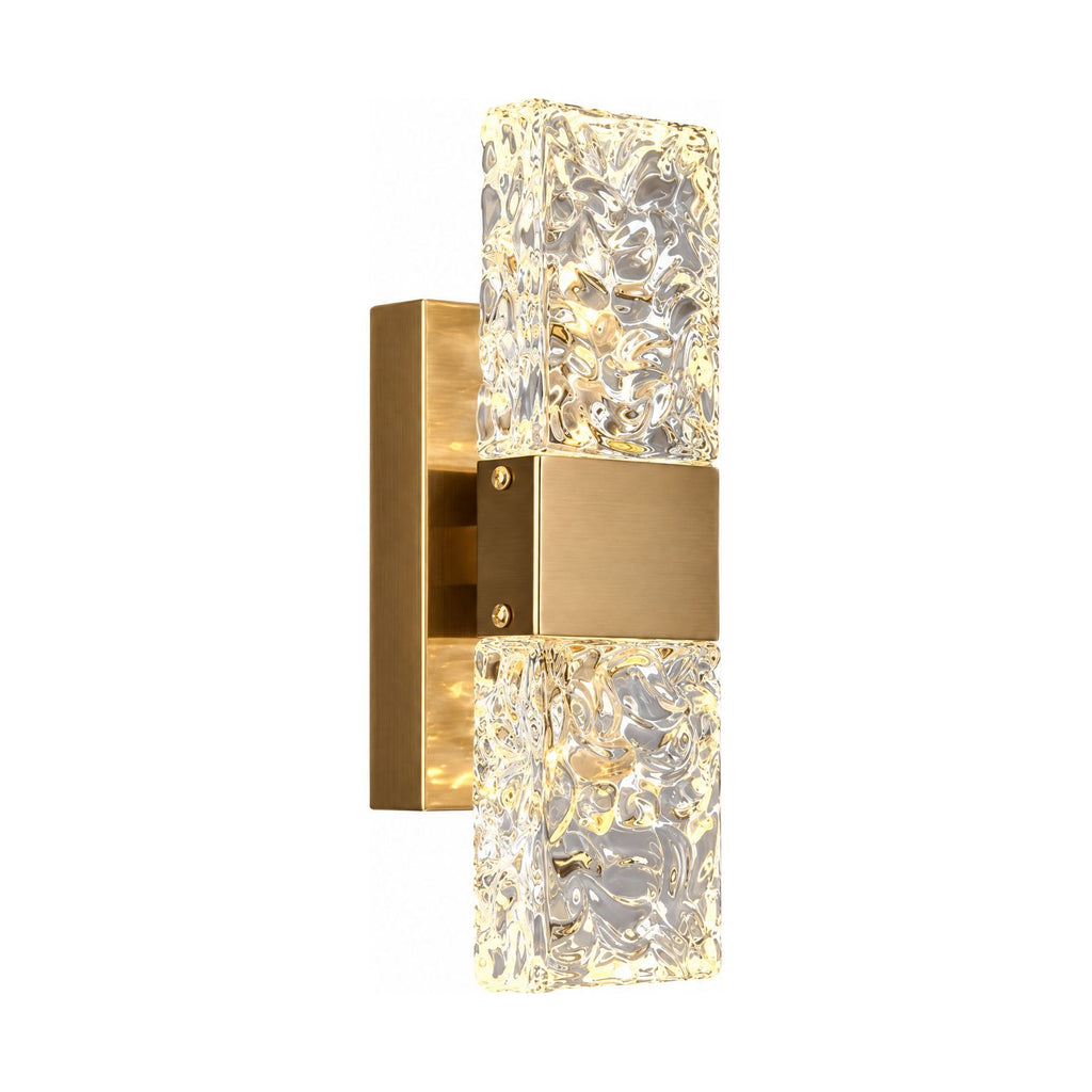 Rectangular Textured Crystal Up Down Wall Light on a white background