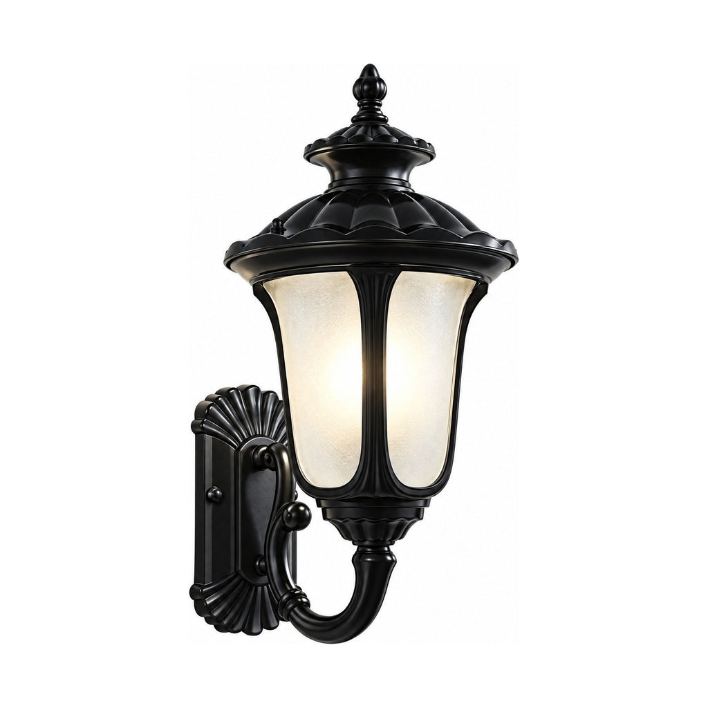 Retro Black Frosted Glass Outdoor Wall Light on a white background