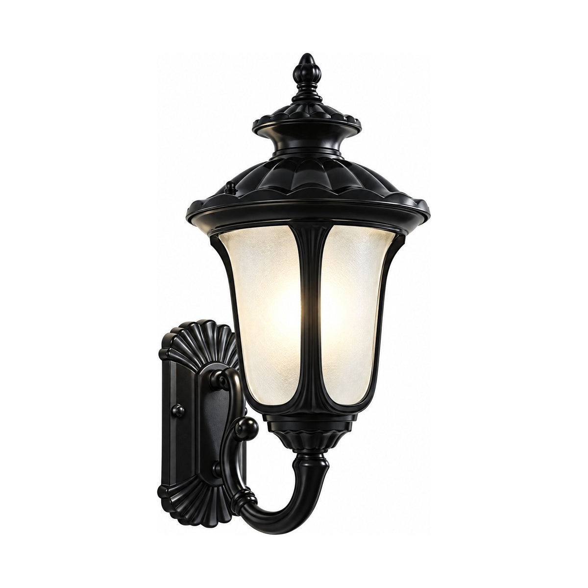Retro Black Frosted Glass Outdoor Wall Light on a white background