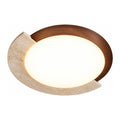 Retro Geometric Stone and Wood Ceiling Light on a white background