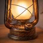 Close-up of the bronze iron base and frosted globe