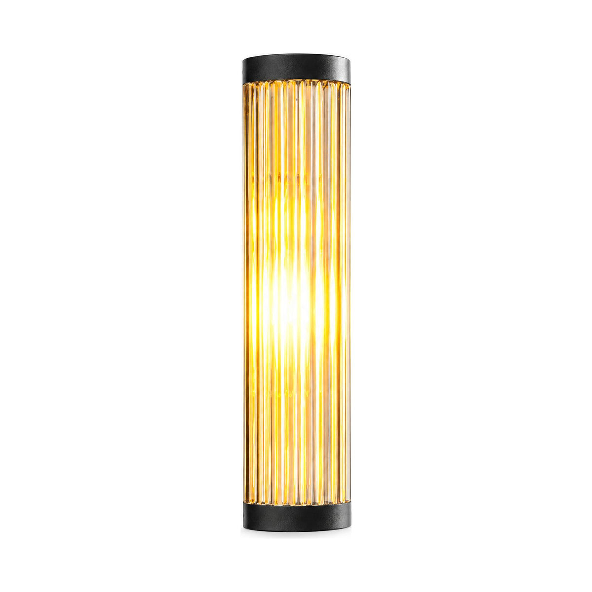Ribbed Glass Cylinder Outdoor Wall Light on a white background