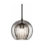 Ribbed Glass Globe Pendant Light on a white background