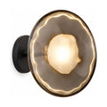 Rippled Smoked Glass Disc Wall Light on a white background