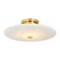 Round Alabaster Flush Wall and Ceiling Light on a white background