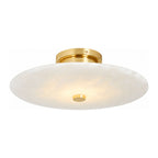 Round Alabaster Flush Wall and Ceiling Light on a white background