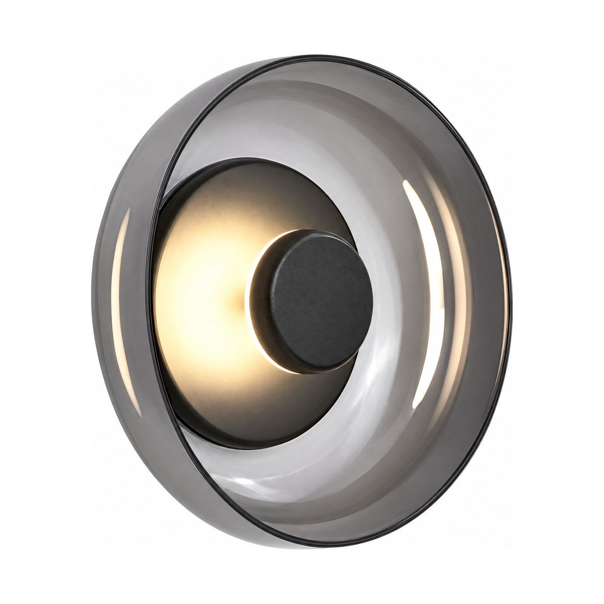 Round Glass Dish LED Wall Light on a white background